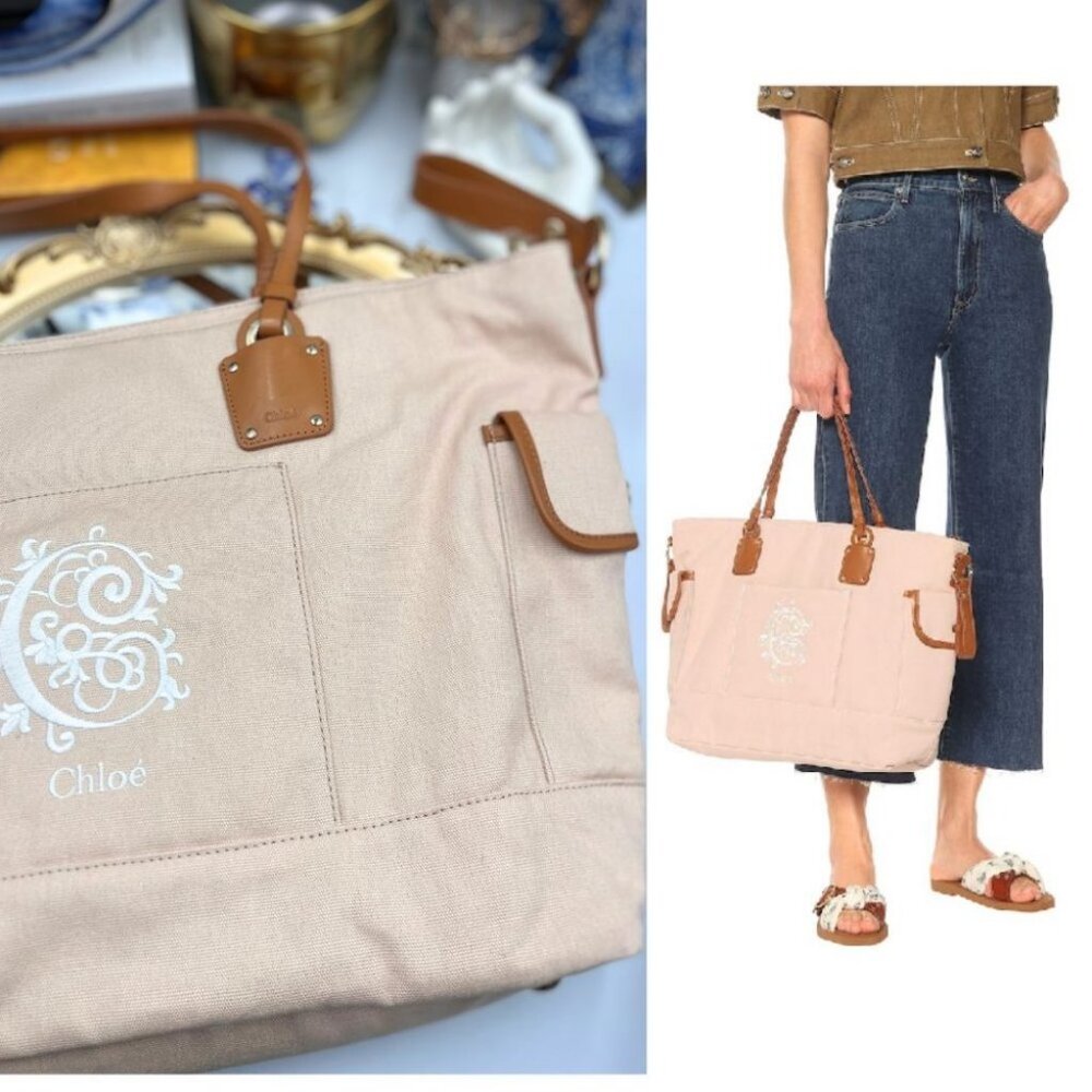 🆕 CHLOE 🧿 BNWOT Baby Canvas Changing Bag, Pink - AUTHENTICATED